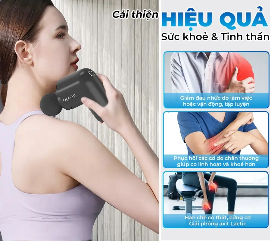 Súng massage cầm tay OKACHI JP-G3 có đầu nóng (đen)